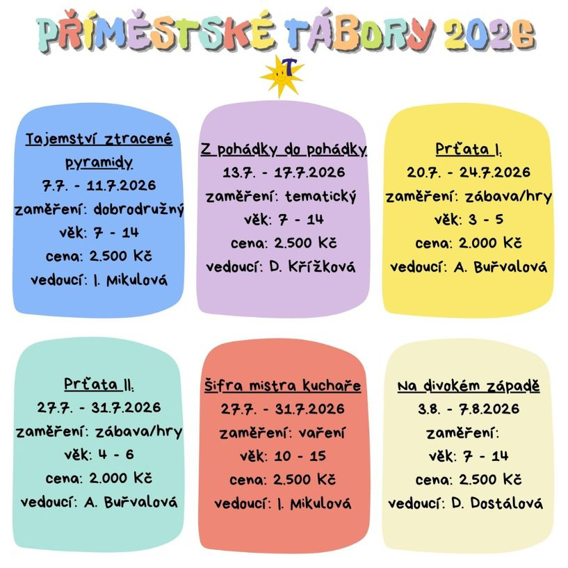 Letní tábory 2026 - PŘIHLAŠOVÁNÍ BUDE SPUŠTĚNO 1.2.2026 