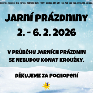 V PRŮBĚHU JARNÍCH PRÁZDNIN KROUŽKY NEPROBÍHAJÍ!